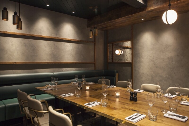 Grey Venetian plaster in a restaurant