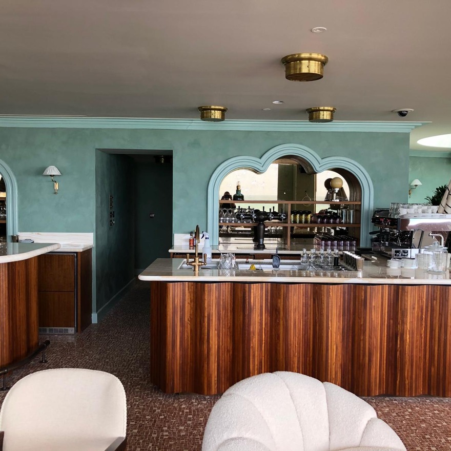 Viero UK's Veneto polished plaster in this bar area at Soho House, Brighton.